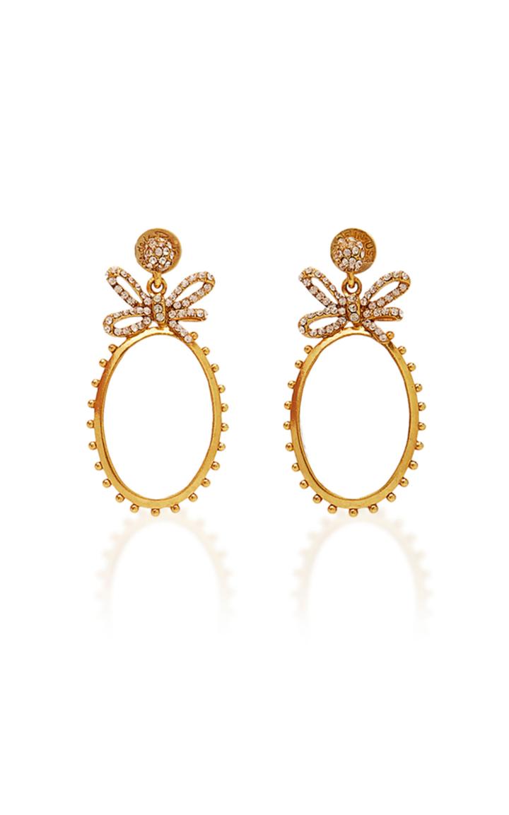 Oscar De La Renta Gold-tone Crystal And Glass Earrings