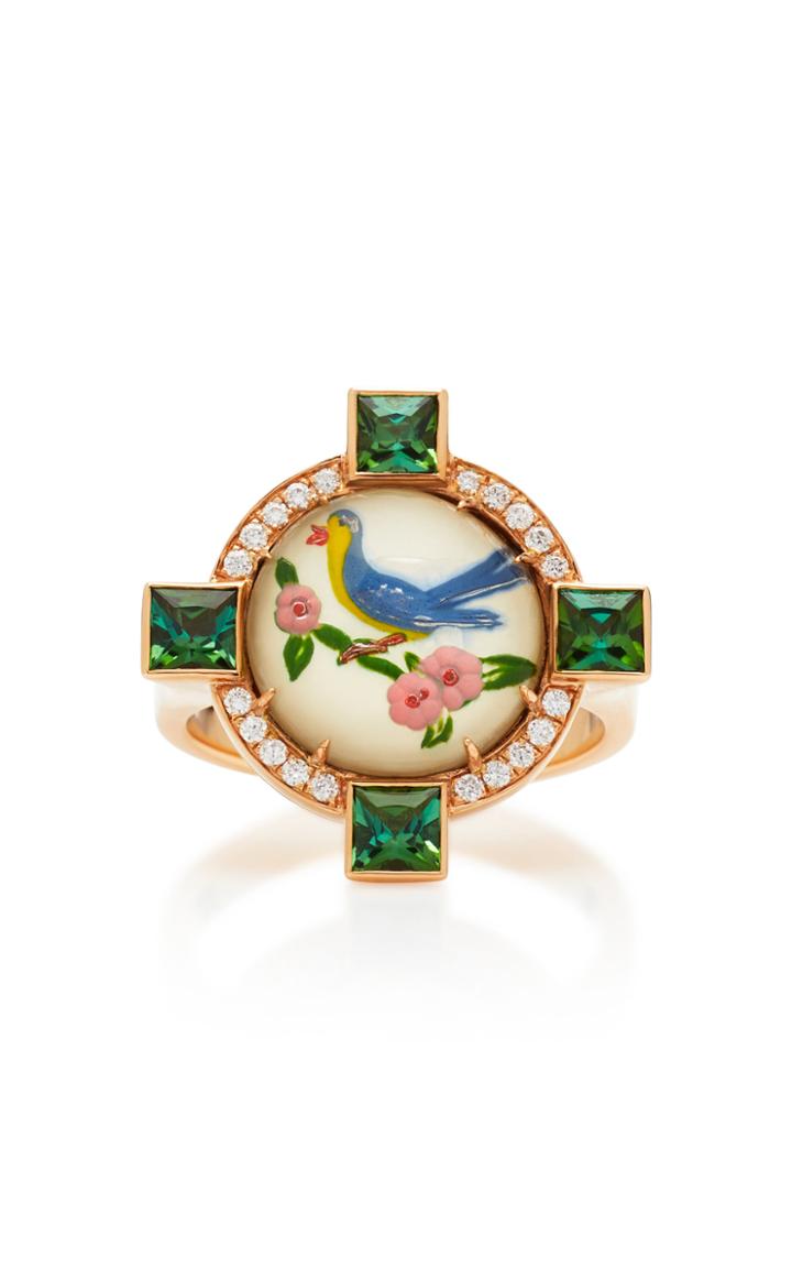 Francesca Villa One-of-a-kind Being Crystal Blue Bird Ring