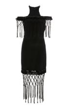 Cushnie Off-the-shoulder Silk Fringe Dress
