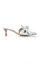 Tabitha Simmons For Brock Collection Bow-embellished Striped Silk-satin Mules