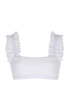 Ephemera Lycra Optical White Ruffle Bikini Top