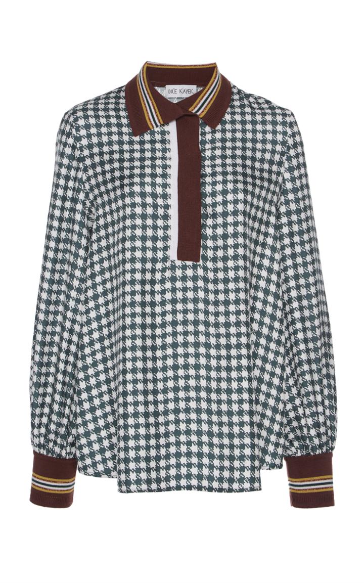 Dice Kayek Green And White Printed Blouse