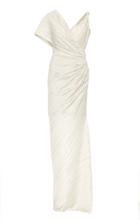 Zac Posen One-sleeve Pleated Satin Gown