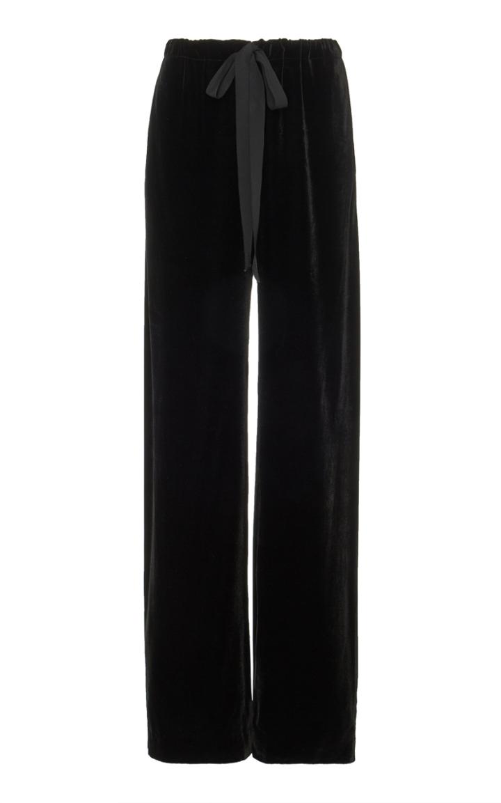 Naeem Khan High-waisted Velvet Wide-leg Pants