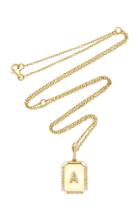 Shay Mini Initial Nameplate Necklace W/ Baguette Diamond Accents