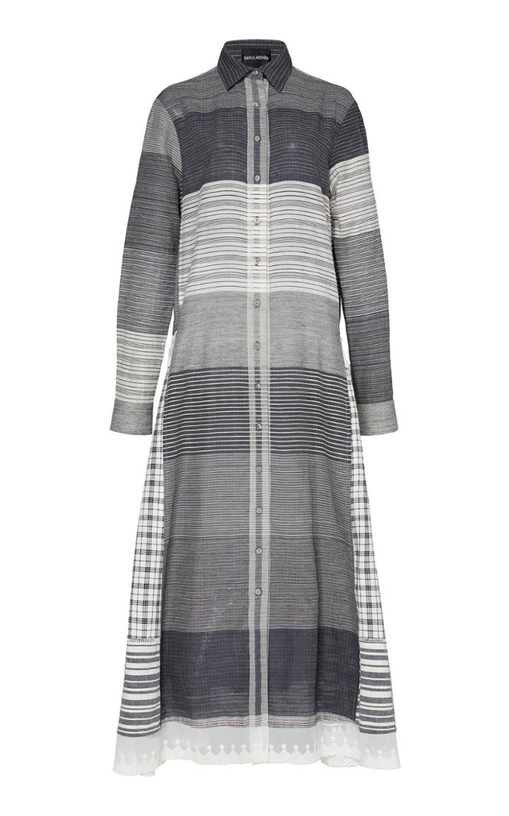 Rahul Mishra Striped Cotton And Silk-blend Shirt Dress