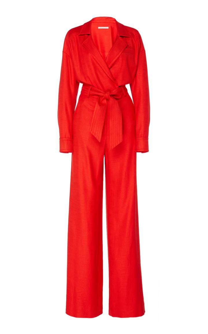 Veronica Beard Lionel Belted Wide-leg Jumpsuit