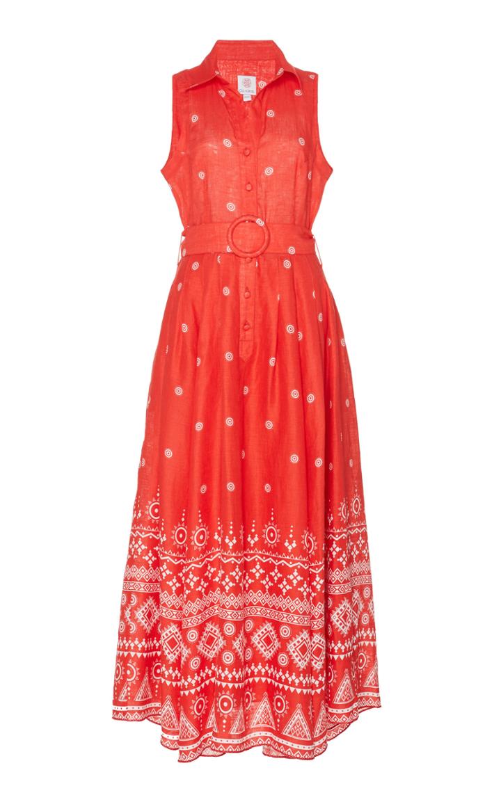 Gl Hrgel Collared Print Midi Dress