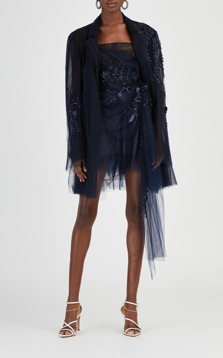 Oscar De La Renta Embroidered Tulle Coat