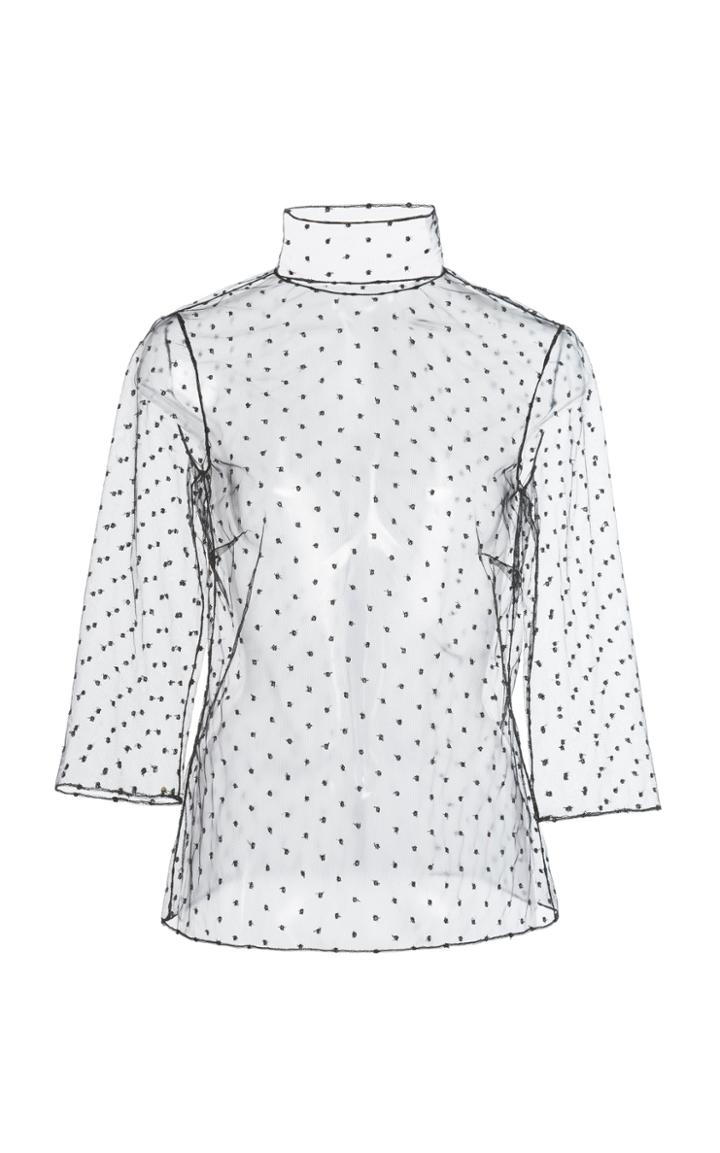 Adam Lippes Embellished Mesh Top