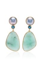 Bahina One Of A Kind Earrings With Blue Mabe Pearl London Blue Topaz And Emerald