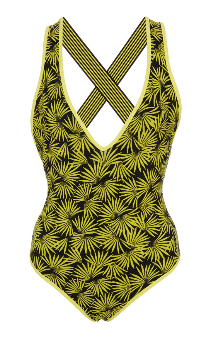 Diane Von Furstenberg Deep V Neck One Piece Swimsuit