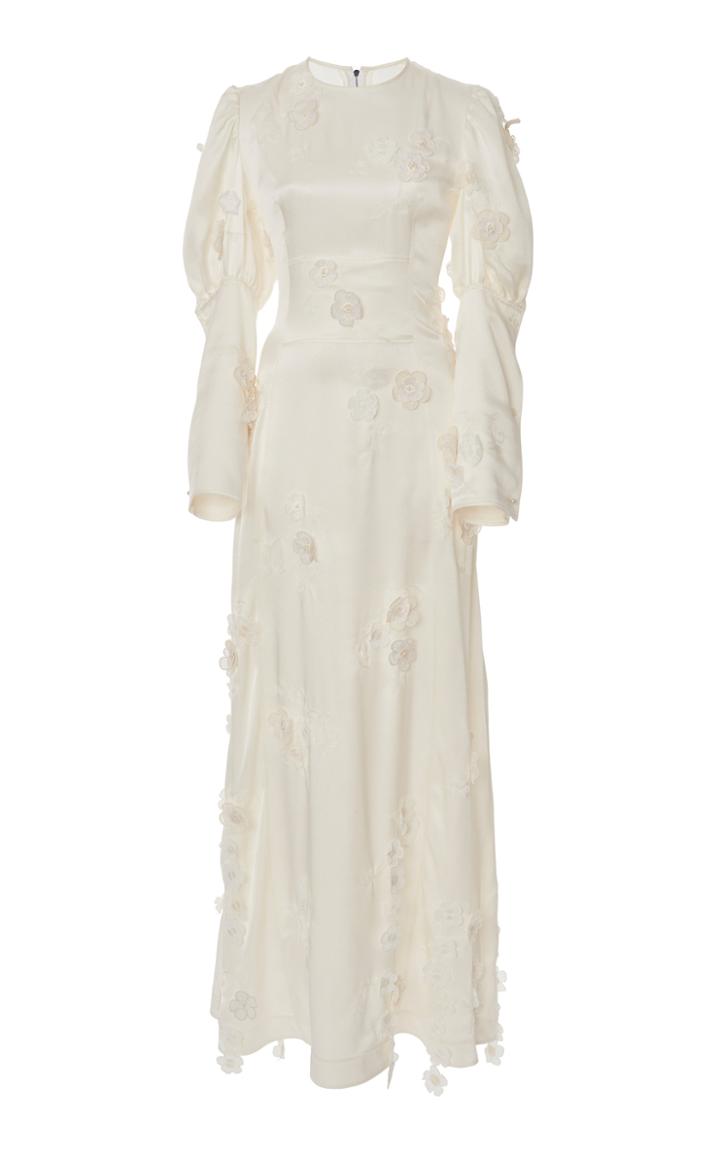 Moda Operandi Loewe Floral-embellished Satin Gown Size: 34