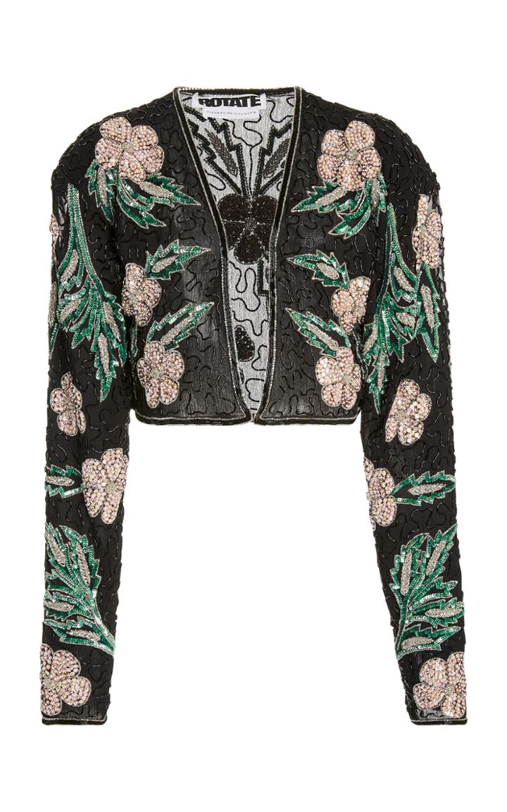 Rotate Magrit Sequined Chiffon Cropped Jacket