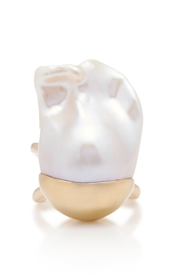 Mizuki Fluid Pearl Crossover Ring