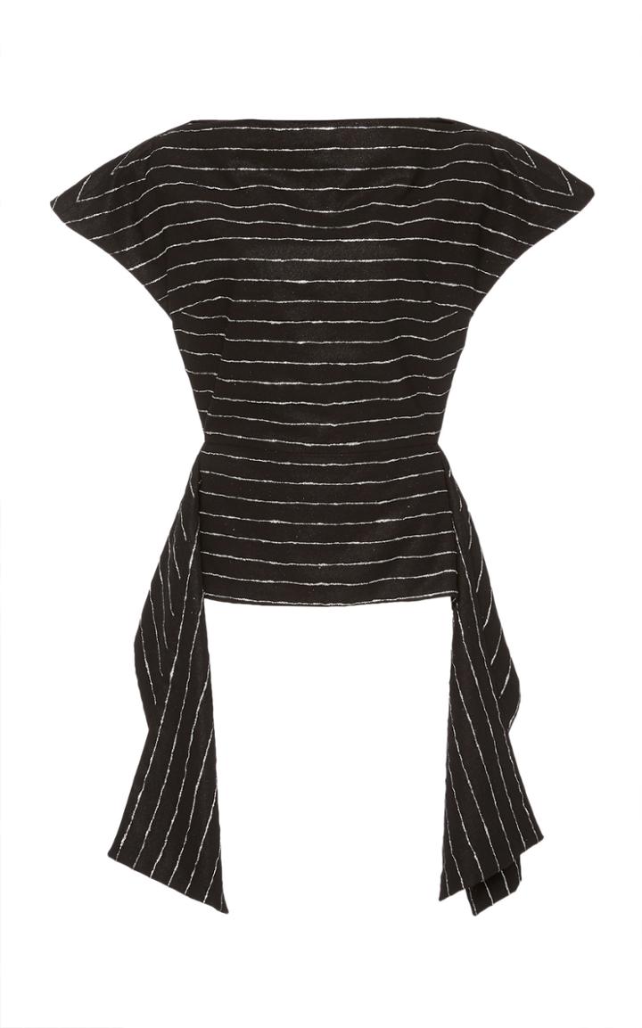 Christian Siriano Metallic Pinstripe Peplum Top