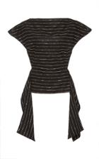 Christian Siriano Metallic Pinstripe Peplum Top