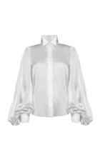Alexandre Vauthier Balloon Sleeve Silk-blend Shirt