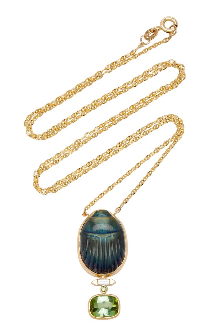 Lito Scarab 14k Yellow-gold Labradorite Pendant Necklace