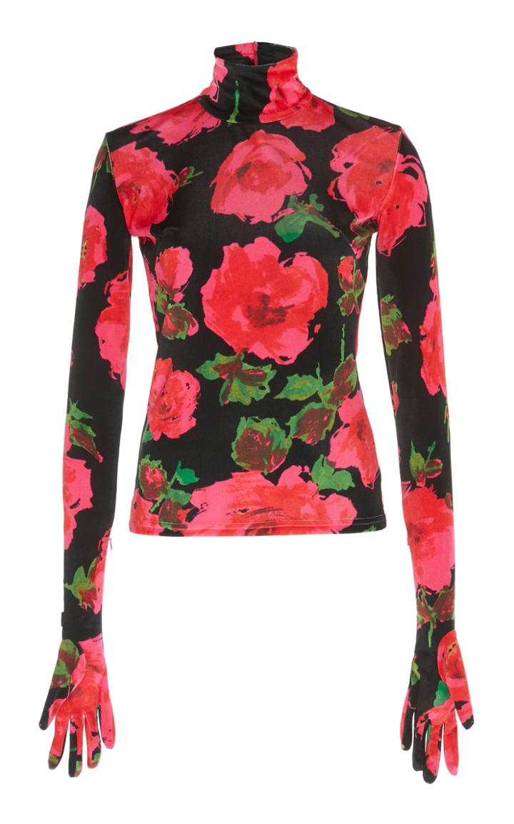 Moda Operandi Richard Quinn Floral-print Turtleneck Top Size: 6