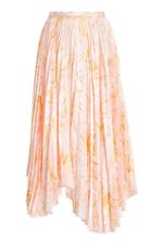 Moda Operandi Acler Irvine Pleated Printed Satin Midi Skirt
