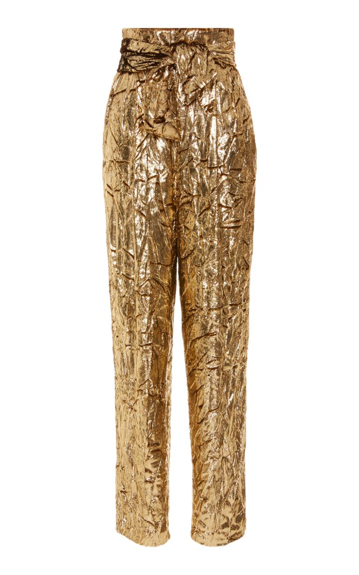 Sally Lapointe Crinkled Silk Velvet Tapered Pant