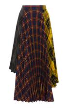 Rokh Dual-print Asymmetric Pleated Jersey-crepe Skirt