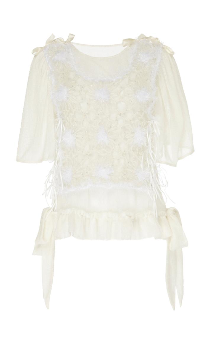 Ryan Lo Hand Crochet Lurex Knit Top