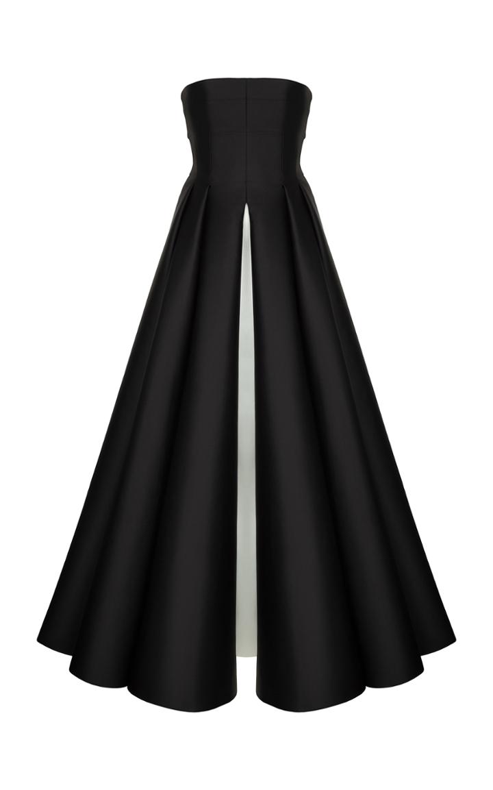 Moda Operandi Rasario Pleated Satin Strapless Gown