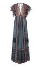 Costarellos Dotted Tulle Embroidered Dress