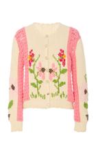Loveshackfancy Flossie Cotton Floral Motif Sweater