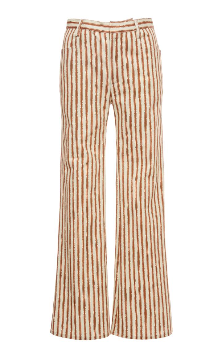 Alberta Ferretti Striped Stretch Gabardine Trousers