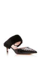 Nancy Gonzalez Pointy Mule With Mink Strap