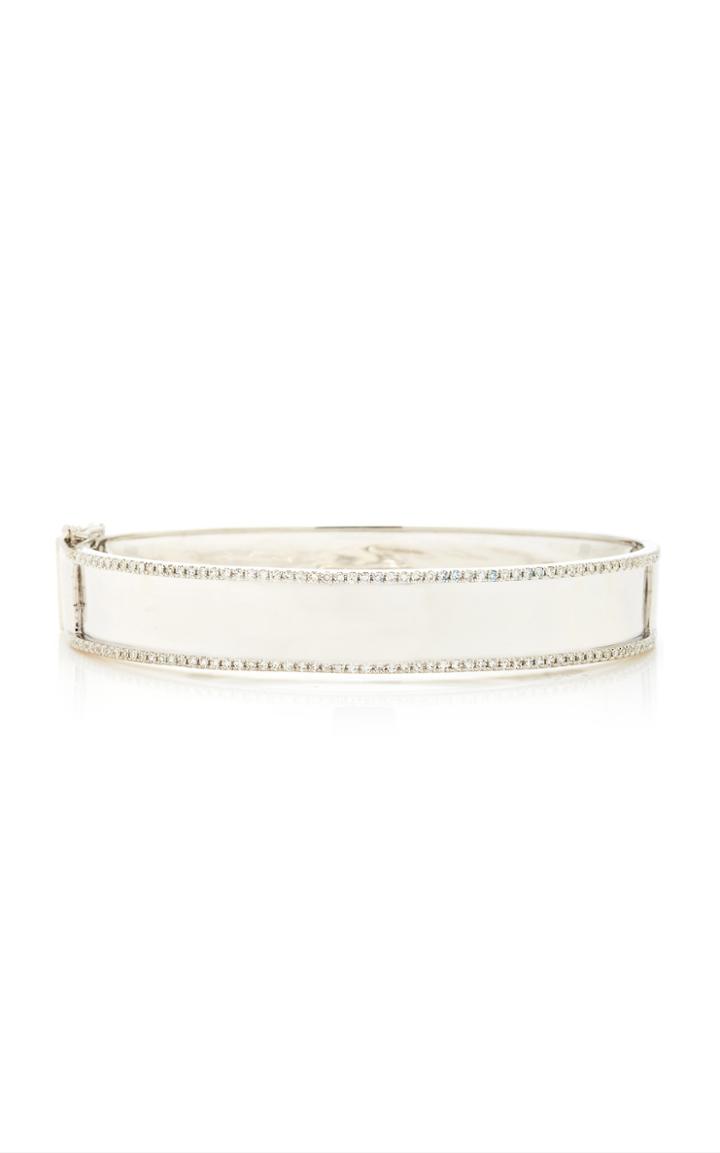 Shay Essential White Gold Nameplate Bangle With Diamond Trim