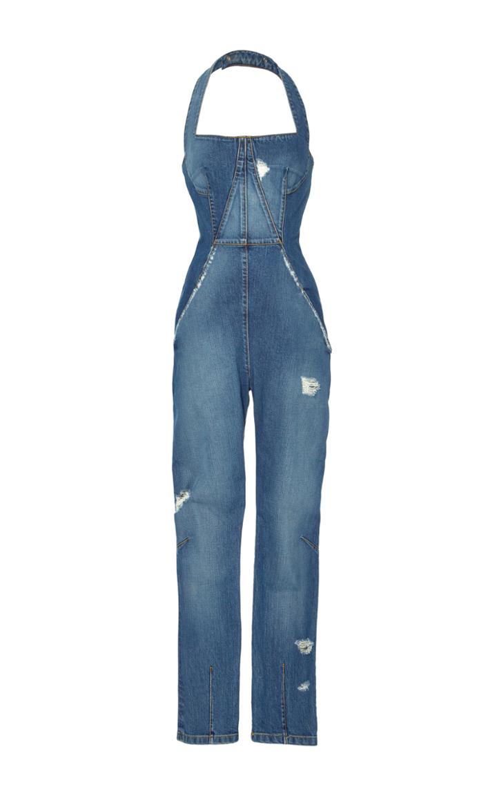Jonathan Simkhai Distressed Denim Jumpsuit