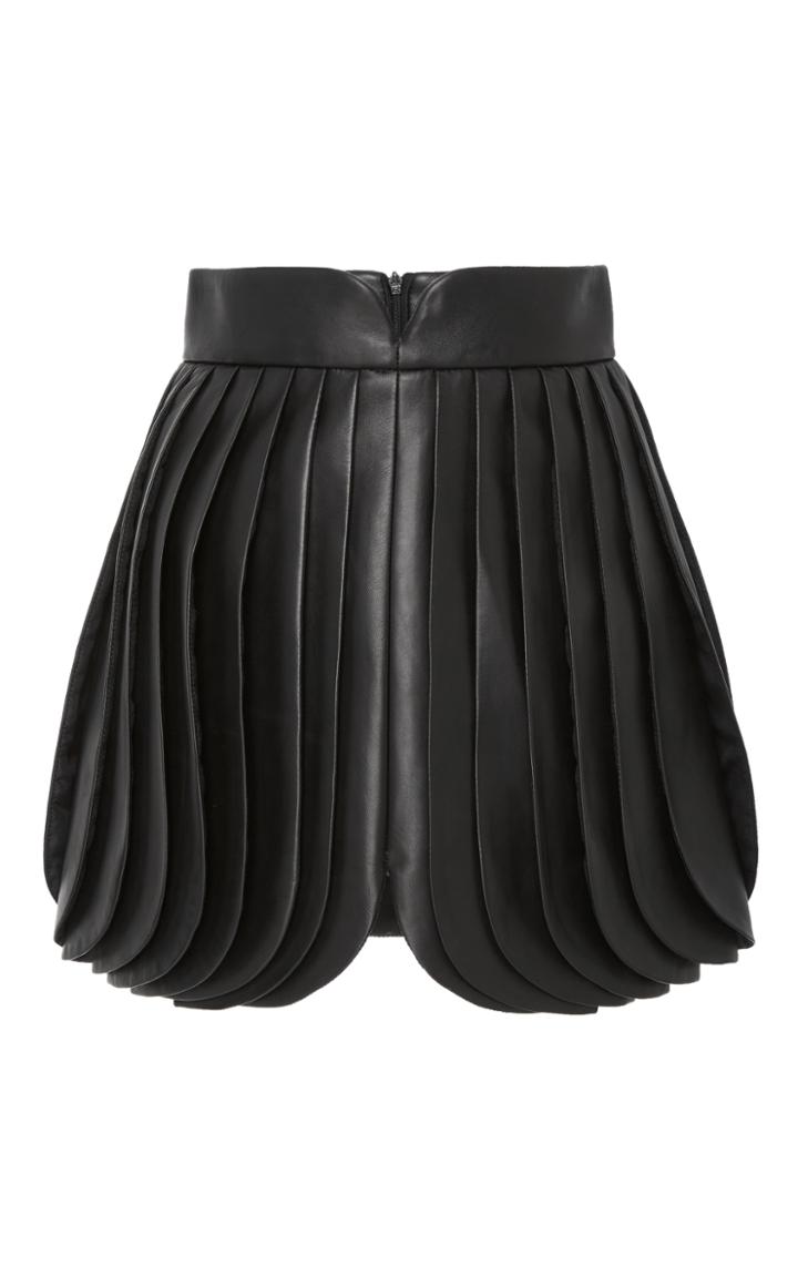 Brandon Maxwell Leather Petal Mini Skirt
