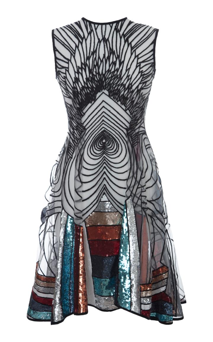 Hussein Bazaza Graphic Multi Color Mini Dress