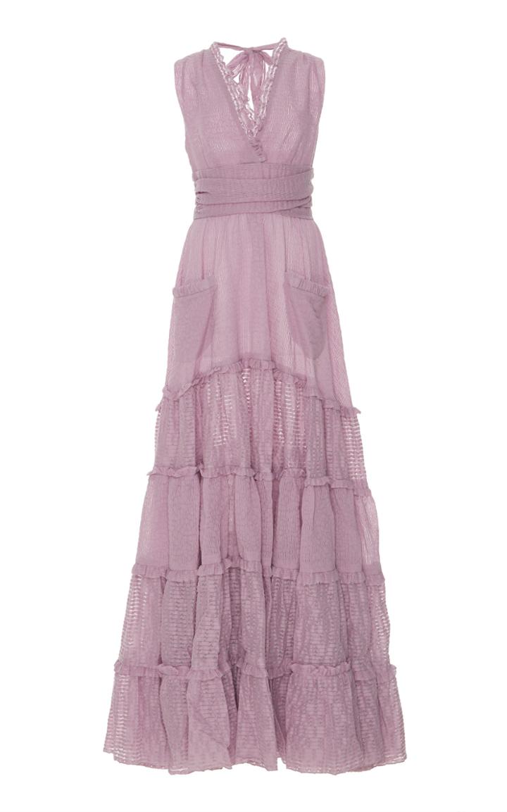 Luisa Beccaria Sleeveless Flounce Maxi Dress