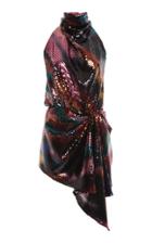 The Attico Draped Sequined Chiffon Mini Dress