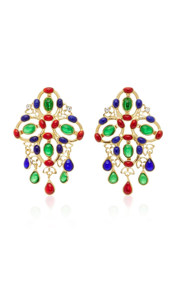 Gripoix Plumetis 24k Gold-plated And Glass Drop Earrings