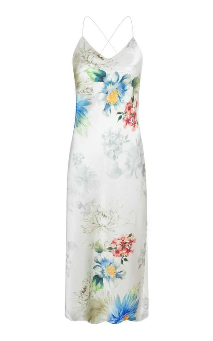Adriana Iglesias Jadi Floral Silk Satin Maxi Dress