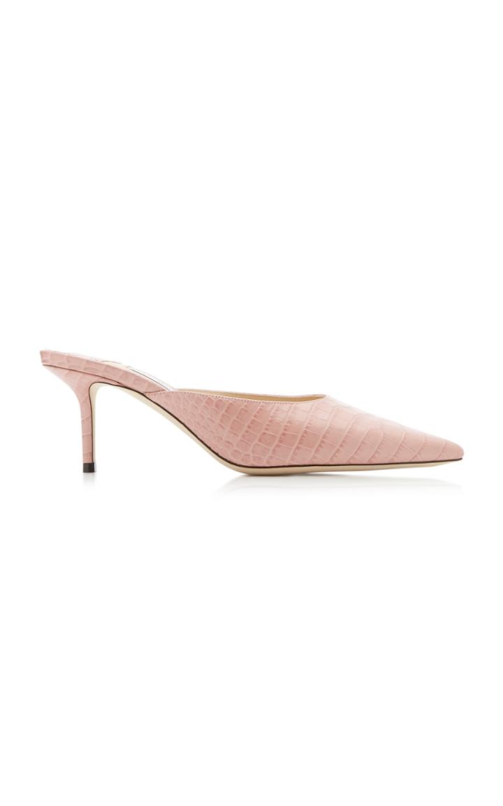 Jimmy Choo Rav Croc-effect Leather Mules