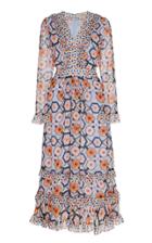Moda Operandi Temperley London Ruffled Printed Silk Midi Dress Size: 6