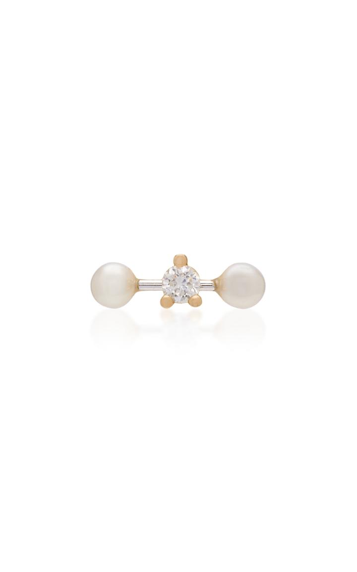 Delfina Delettrez Convertible 18k Gold Diamond And Pearl Earring