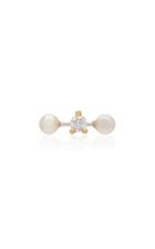 Delfina Delettrez Convertible 18k Gold Diamond And Pearl Earring