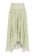 Moda Operandi Amur Santana Printed Linen Midi Skirt Size: 8