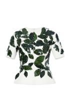 Oscar De La Renta Bead Embroidered Peplum Blouse