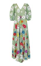 All Things Mochi Tila Floral-embroidered Linen Maxi Dress