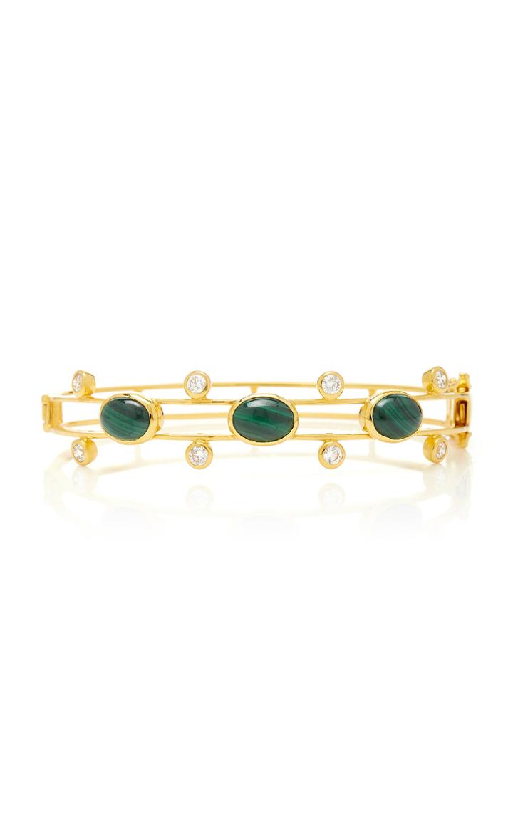 M.spalten Orbit 18k Gold Malachite And Diamond Bracelet
