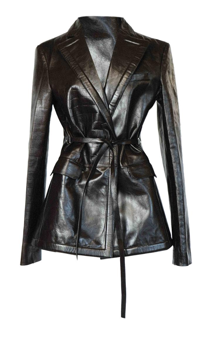 Moda Operandi Peter Do Everyday Belted Croc-effect Leather Blazer